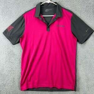 Nike Golf Dri-Fit Polo Shirt Adult Medium Pink Grey Colorblock Golfer Rugby Mens